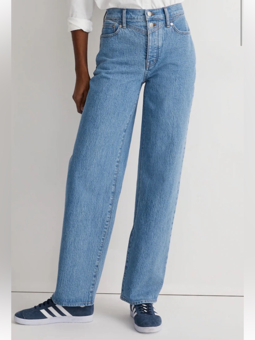 Madewell perfect vintage wide leg jean in Harding wash button fly edition